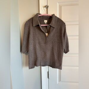 a new day Brown Short-Sleeve Button Polo Sweater
